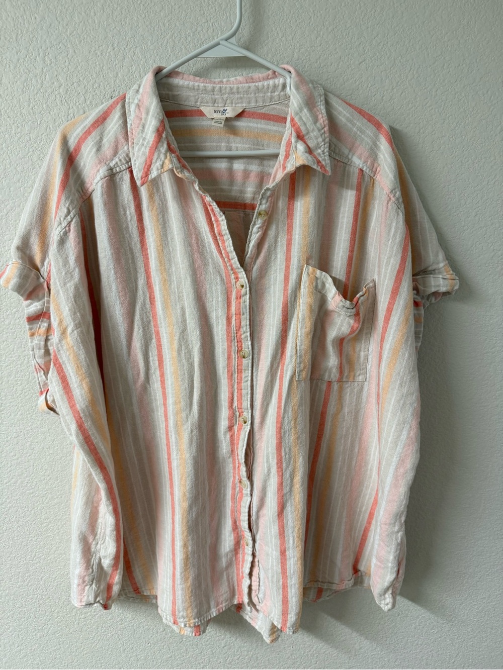 Terra & Sky Peach and Cream Striped Knit Top - Picture 2 of 5